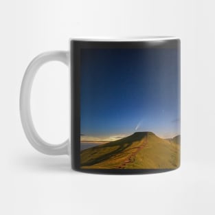 Comet NEOWISE and Noctilucent cloud over Corn Du and Pen y Fan in the Brecon Beacons National Park, Wales Mug